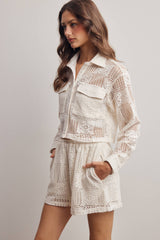 Crochet Lace Button-Front Set