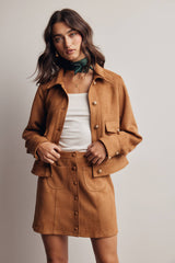Lined Stretch Suede Utility Jacket