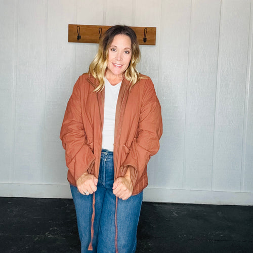 Brown Cotton Twill Padded Jacket