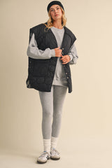 REVERSIBLE OVERSIZED QUILTTED PADDED VEST