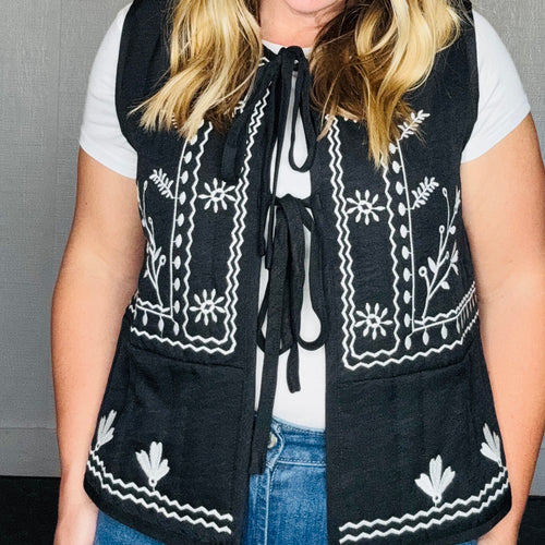 Black Printed Pattern Vest