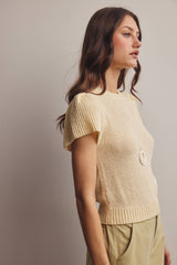 Puff Sleeve Textured Knit Top
