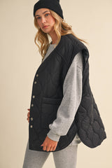 REVERSIBLE OVERSIZED QUILTTED PADDED VEST