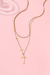 18K STAINLESS STEEL TARNISH FREE CROSS NECKLACE