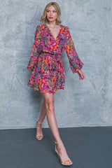 Floral printed woven mini dress