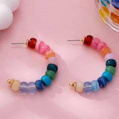 Rainbow Beaded Hoop Earrings | 80E61634