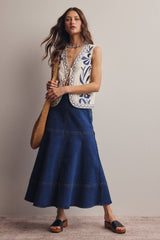Embroidered Tie-Front Vest