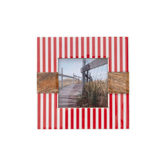 4x4 Cabana Stripe Photo Frame Red