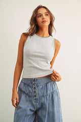 MINI RIBBED KNIT TOP WITH STITCH DETAIL