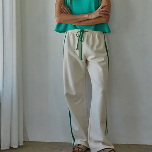 Knit Cotton French Terry Side Contrast Trim Pant