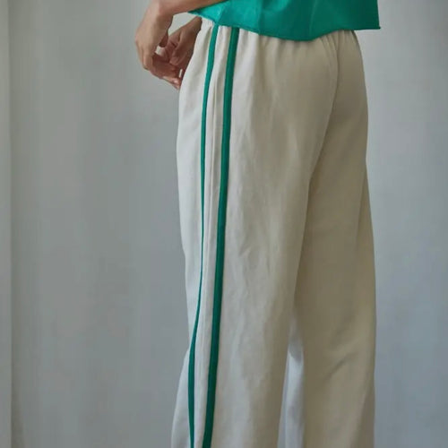 Knit Cotton French Terry Side Contrast Trim Pant