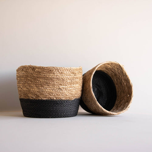 Aldis Set 2 Large Black & Cattail Storage Gift Basket
