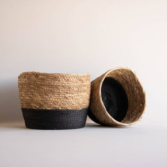 Aldis Set 2 Large Black & Cattail Storage Gift Basket