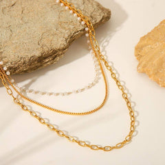 18K STAINLESS STEEL TARNISH FREE LAYERED NECKLACE | 40NK9683