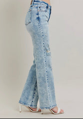Judy Blue Mineral Wash High Waisted Distressed 90's Straight Jean