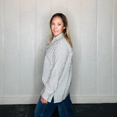 Black Striped Pattern Button Down Shirt