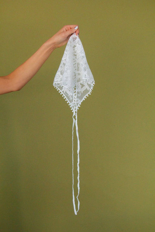White Lace Tie Bandana