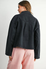 Button-Down Jacket with Shirt Collar and Pockets