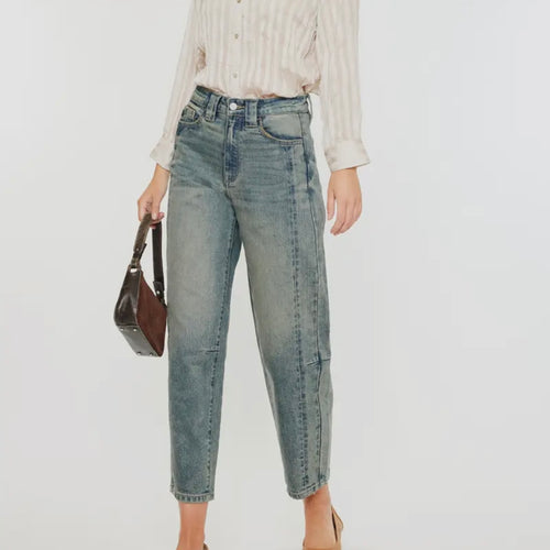Kan Can Open Pack High Rise Slim Barrel Fit Jeans