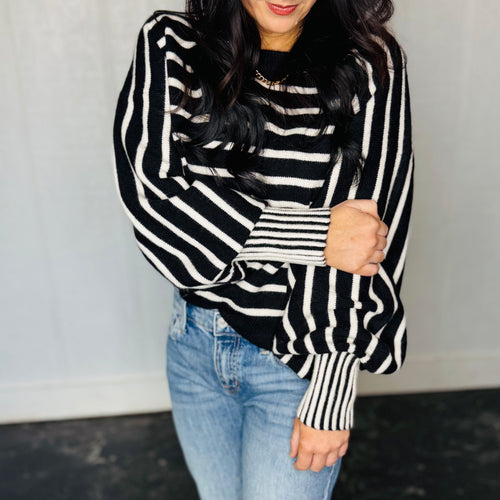 Stripe Puff Sleeve Sweater