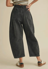 Black Barrel Cotton Pants