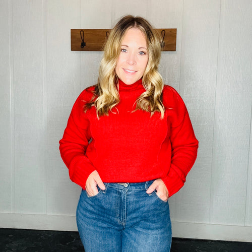 Red High Roll Neck Sweater