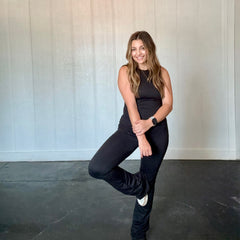 Sleeveless Double Lined Jumpsuit with Flare