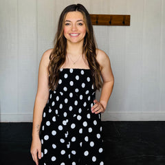 Polka Dot Strapless Smocked Romper