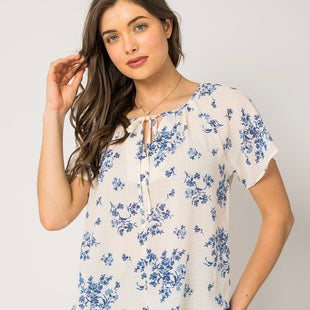 Ivory Floral Print Top