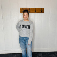 Grey Iowa Crewneck