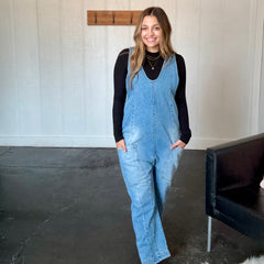 Denim U-Neck Line Relaxed Fit Jumpsuit