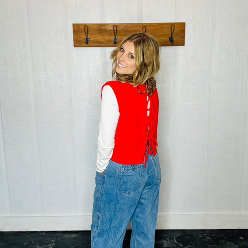 Red Plain Knitted Top