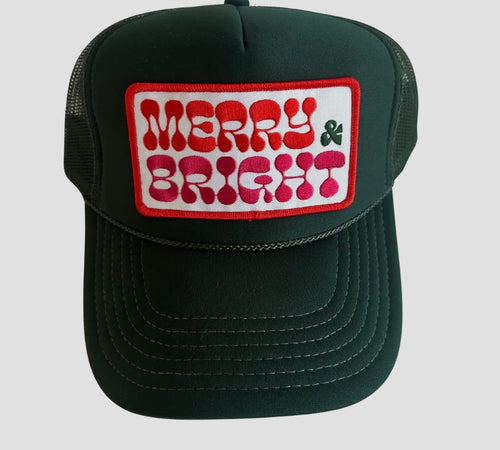 Dark Green Merry and Bright Trucker Hat