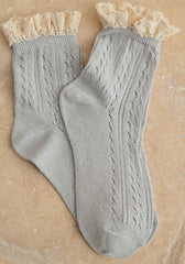 Net Pointelle with Crochet Trim Socks