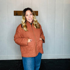Brown Cotton Twill Padded Jacket