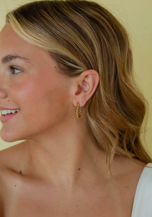 Gold Twisted Stud Hoops