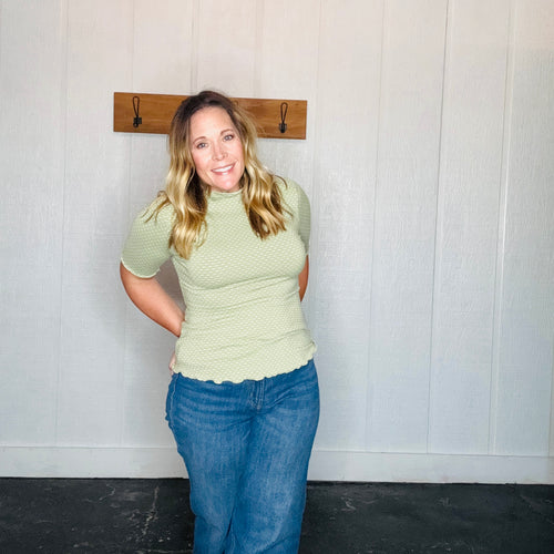 Olive Dot Dot Textured Knit Top