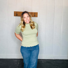 Olive Dot Dot Textured Knit Top