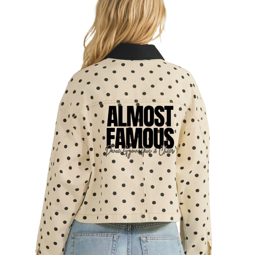 Almost Famous Embroidered -Cropped Polka Dot Contrast Jacket Pre-Order