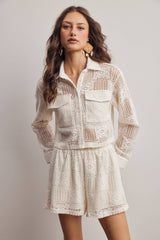 Crochet Lace Button-Front Set