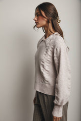Collared Pointelle Knit Sweater
