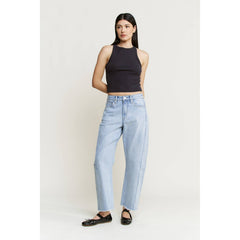 SUPER HIGH BARREL-LEG DETAILING JEANS