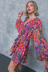 Floral printed woven mini dress