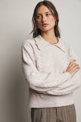 Collared Pointelle Knit Sweater