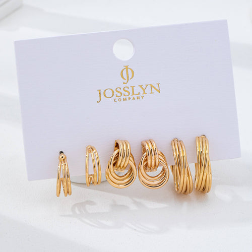 Curated Multi-Line Hoop Earring Set | 80E62143