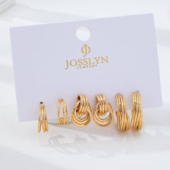 Curated Multi-Line Hoop Earring Set | 80E62143