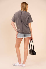 Bird Embroidered Mineral Wash Tee