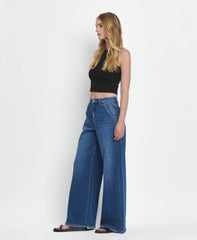 SUPER HIGH RISE PLEATED WIDE JEANS