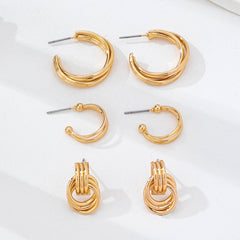 Curated Multi-Line Hoop Earring Set | 80E62143