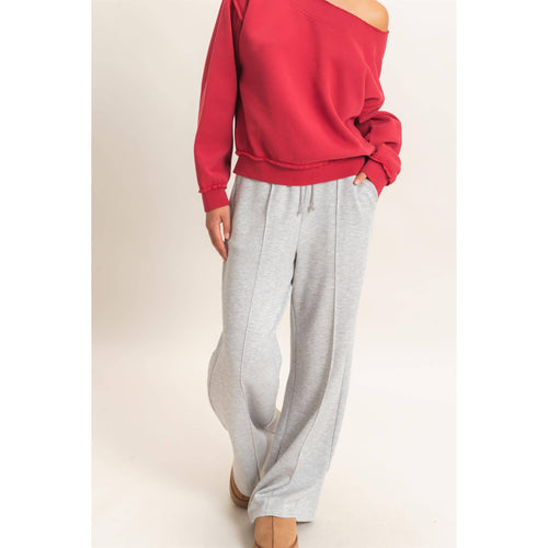 Drawstring Waist Pintuck Wide Leg Pants